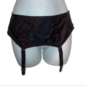 Vintage Black Garter Belt Lace Appliqué S